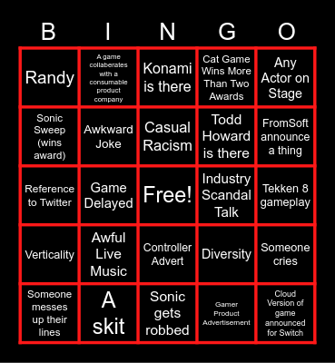 THE GAME AWARDS 2022 COOLHOLE BINGO Card
