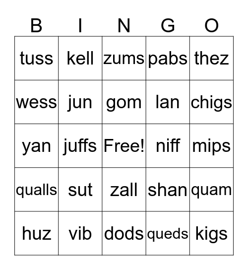 Wilson Step One Bingo Card