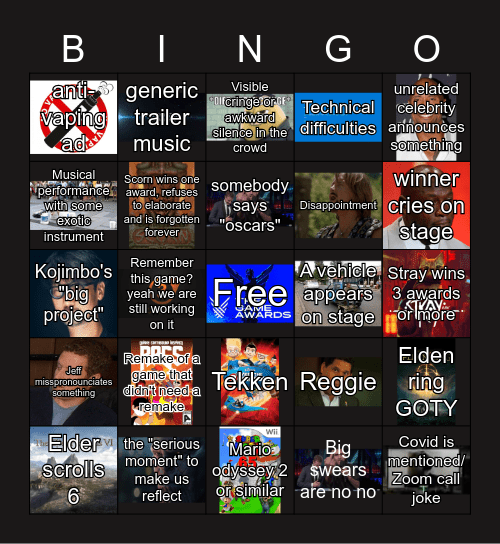 Gaem Award 2022 Bingo Card