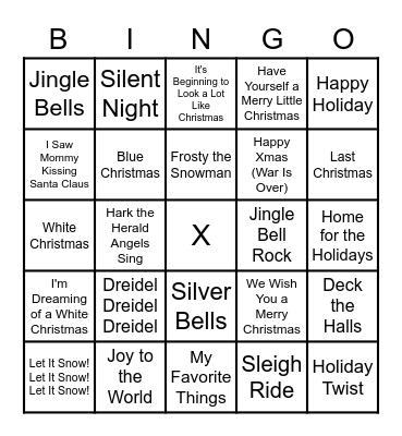PUC Holiday Name That Tune Bingo Card