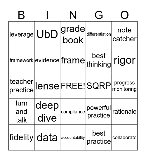 Educational Jargon Bingo Card