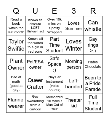Queer Winter Feast Bingo Card
