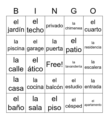 La Casa Bingo Card