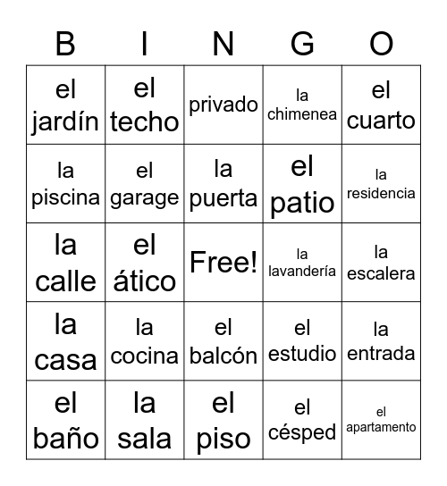 La Casa Bingo Card