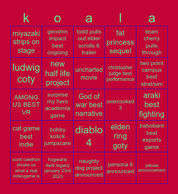 頭は弱いけど Bingo Card