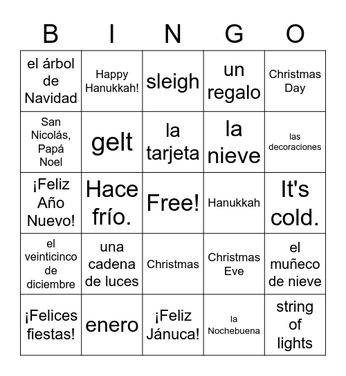 ¡Felices Fiestas! Bingo Card