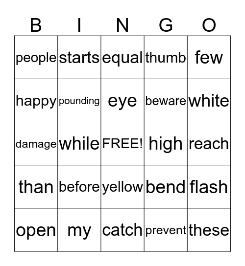 2nd Grade Lesson 8 Bingo Card