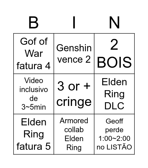 VGA Elden Ring GOTY EDITION Bingo Card