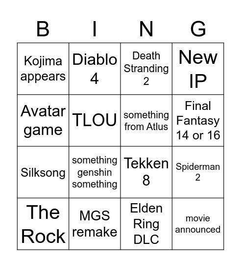 gama awards 22 Bingo Card