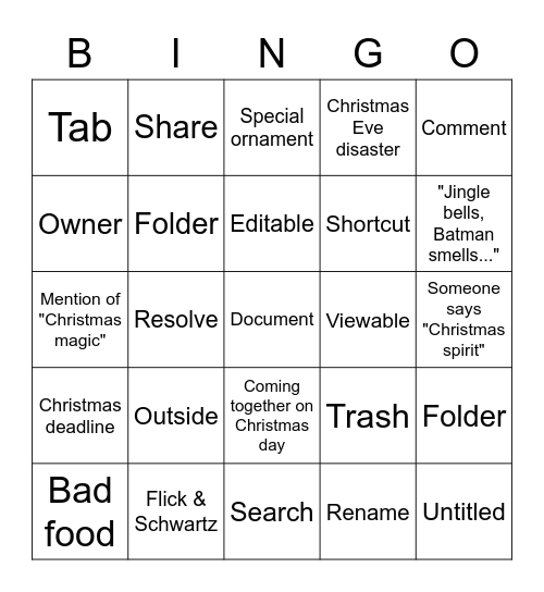 Google Docs Bingo Card