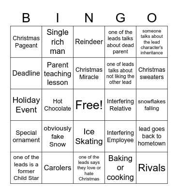 Hallmark Movie Bingo 2022 Bingo Card