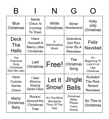 Christmas Bingo Card