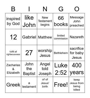 Year 1 Quarter 2 (Questions 1-24) Bingo Card