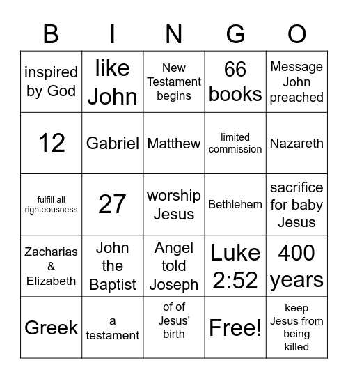 Year 1 Quarter 2 (Questions 1-24) Bingo Card