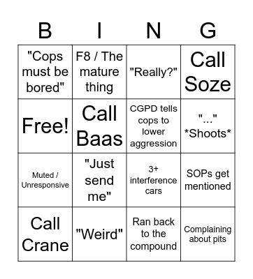 WEIRD CRIM BING Bingo Card