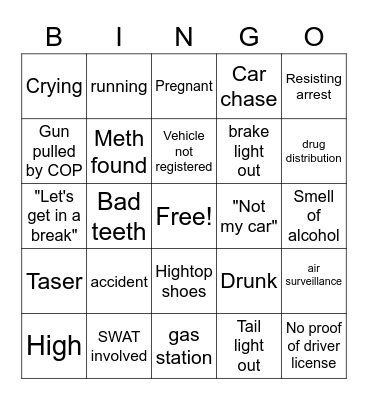 LIVE PD main Bingo Card