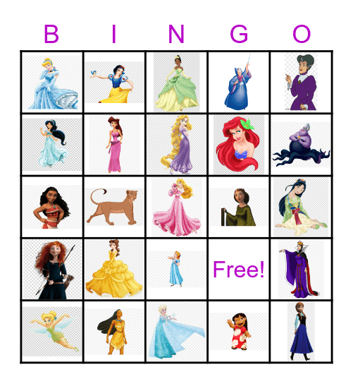 Princess Bingo Card