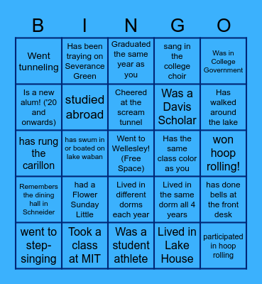Find an Alum Who Bingo Card