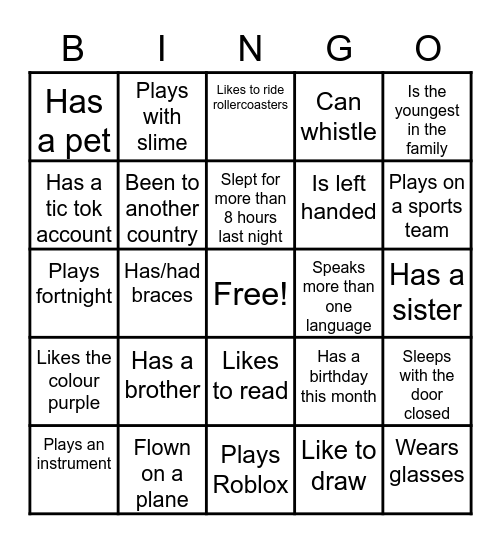 Human BINGO Card