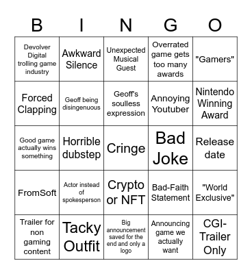 goty Bingo Card