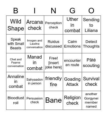 My, What Big Teeth You Have [Critical Role 3.41] Bingo Card