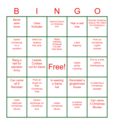 Christmas Bingo!! Bingo Card