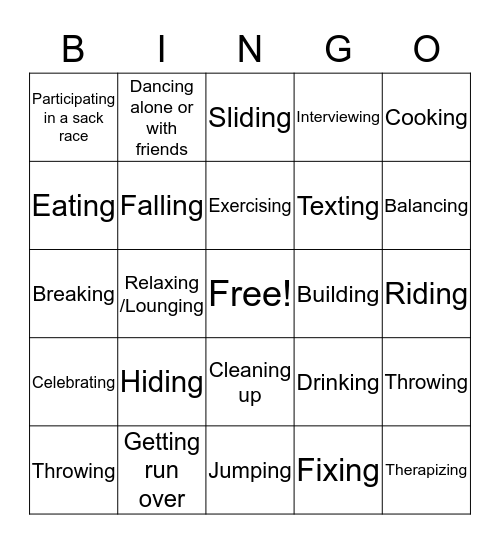 Holiday Hijinks Bingo Card