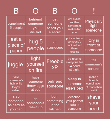 BOBO Bingo! Bingo Card