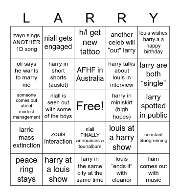 one direction breakdown 2023 Bingo Card