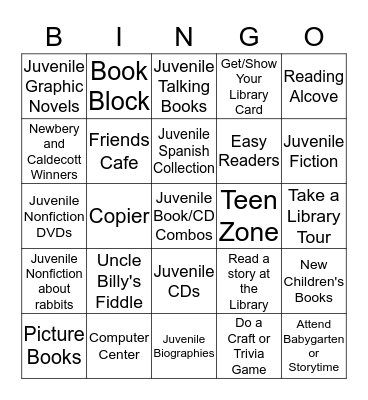 Hurst Library Scavenger Hunt Bingo Card