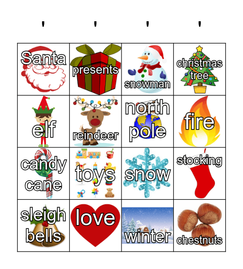 CHRISTMAS BINGO!!!!!! Bingo Card