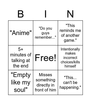 Manly Bingo Card