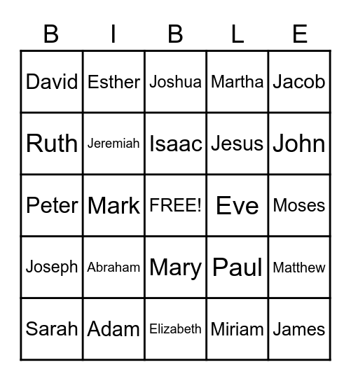 CHARACTERS Bingo Card