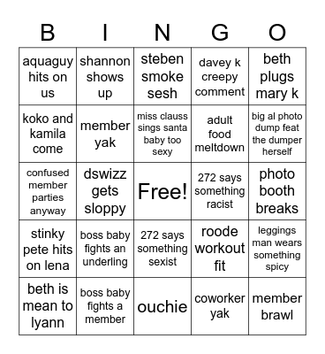 party hard sean Bingo Card