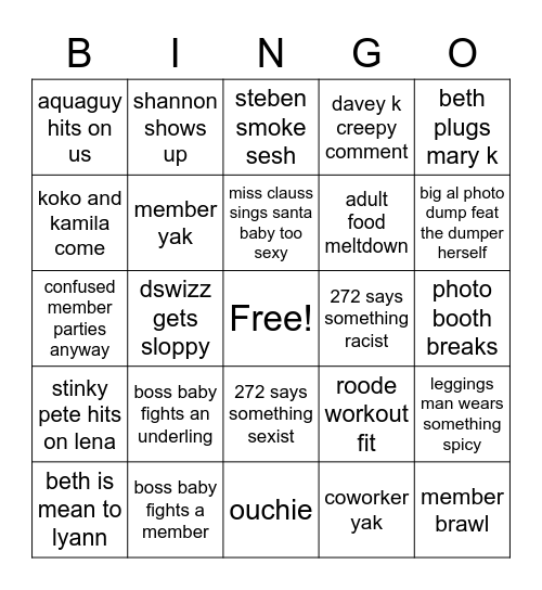 party hard sean Bingo Card