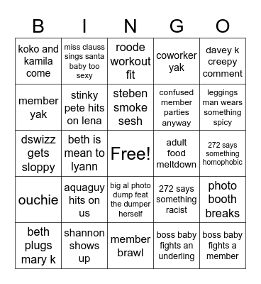 party hard lyann Bingo Card