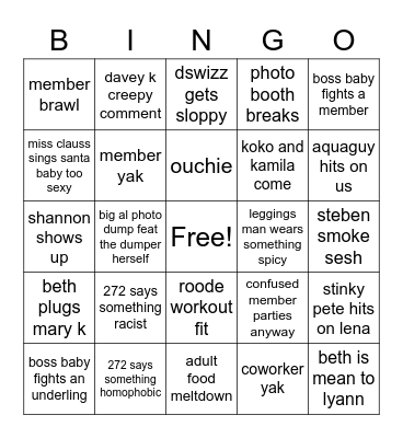 party hard riri Bingo Card