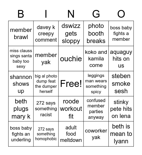 party hard riri Bingo Card