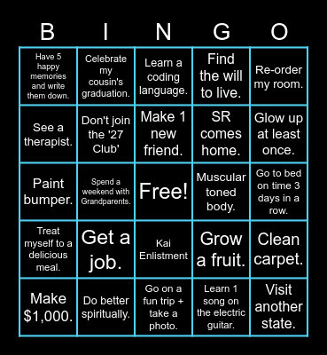 2023 Hopes and Dreams Bingo Card