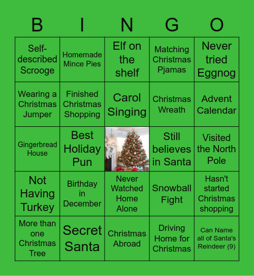 DQE Festive Bingo Card
