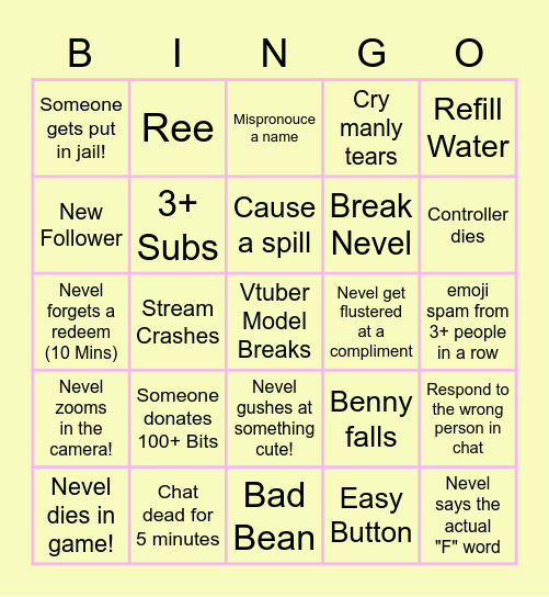 NEVELATION7 BINGO Card