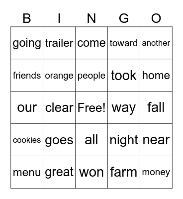 Red Word Bingo 2 Bingo Card