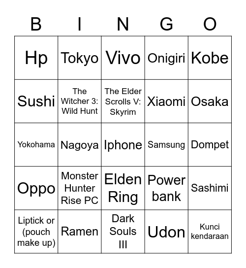 Bingo with Pugnarete Bingo Card