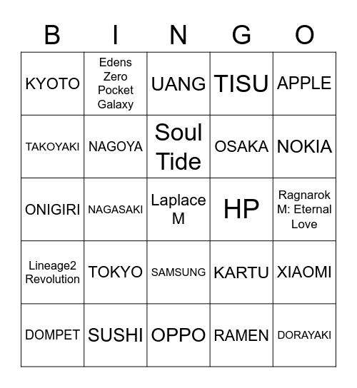 kanyakabr Bingo Card