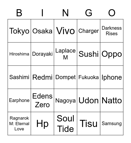 ISA Bingo Card