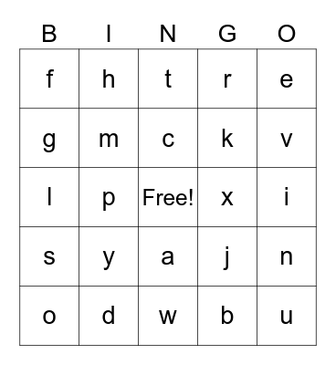Sign Language Bingo Card