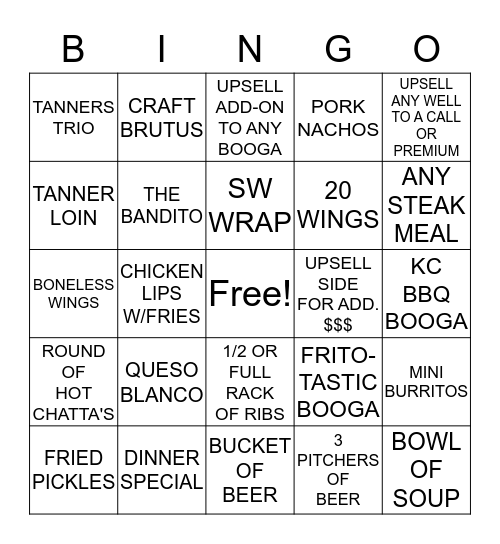 FIRST SERVER TO COMPLETE WINS $25!! Bingo Card