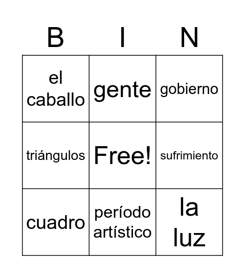 Picasso y Guernica Bingo Card