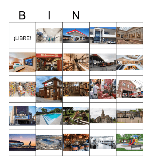 Places in the City Bingo Card