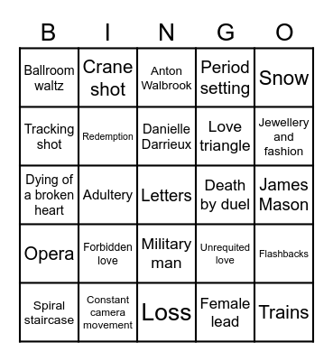 Max Ophuls Movies Bingo Card